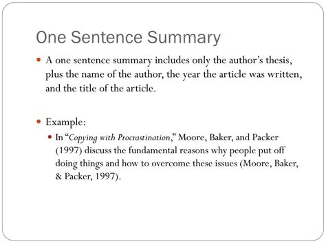how to write a one sentence synopsis