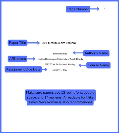 how to write a page in apa format