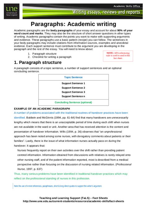how to write a paragraph examples for college students