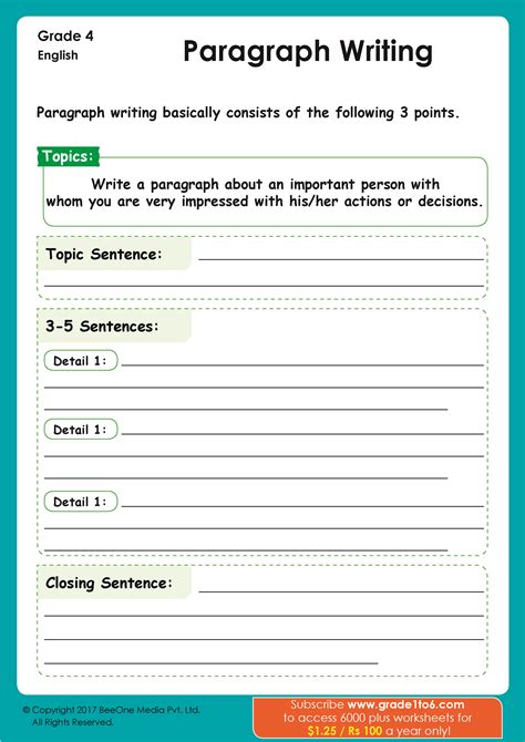 how to write a paragraph for beginners worksheet
