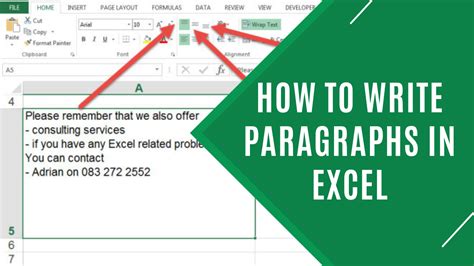 how to write a paragraph in excel cell mac