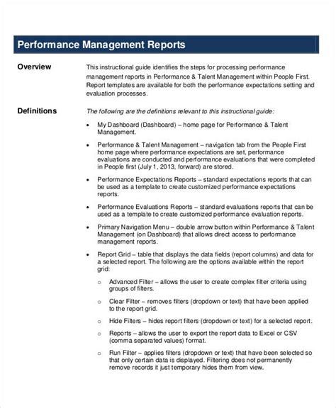 how to write a performance report sample