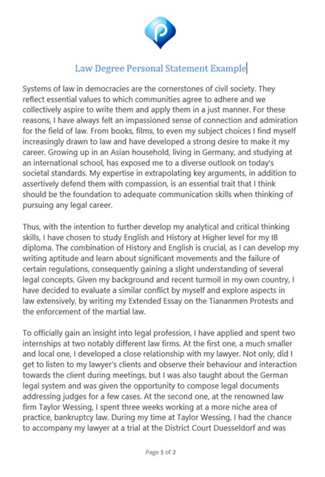 how to write a personal statement for a law degree