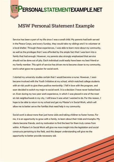 how to write a personal statement for msw