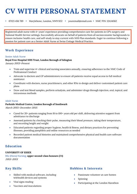 how to write a personal statement in a cv