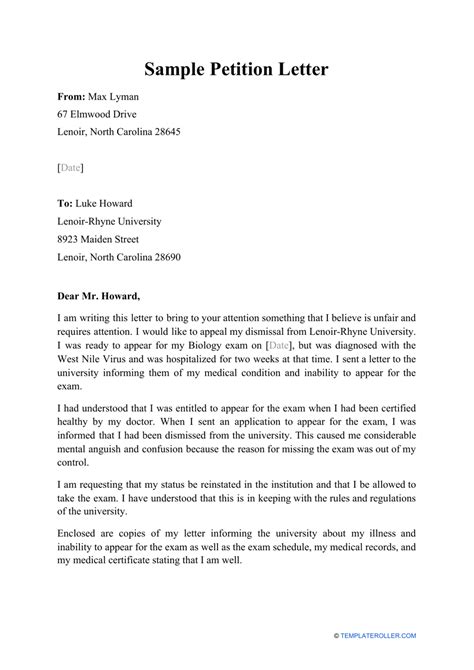 how to write a petition letter example