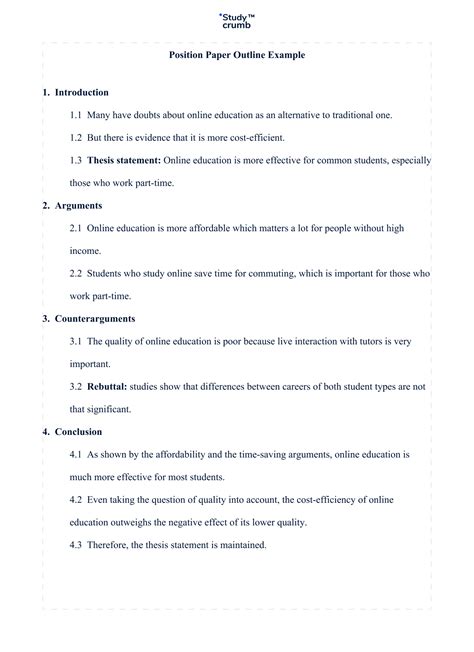 how to write a position paper example