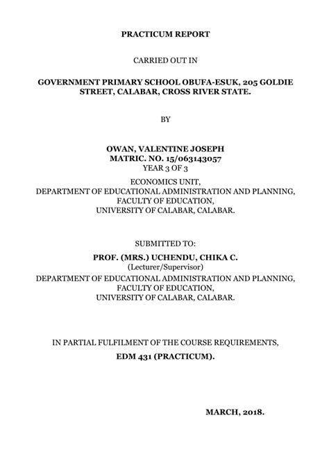 how to write a practicum report sample pdf