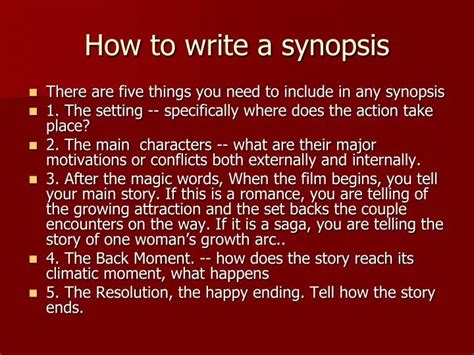 how to write a presentation synopsis