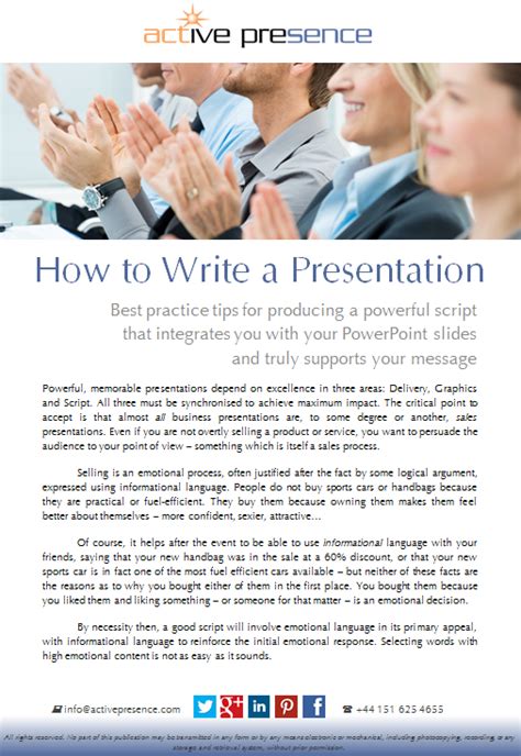how to write a presentation template