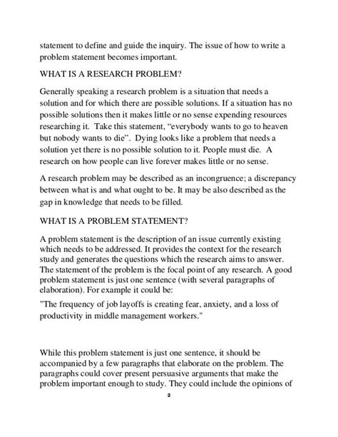 how to write a problem statement for dissertation