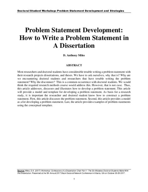 how to write a problem statement for thesis