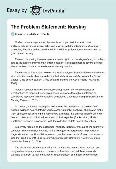 how to write a problem statement nurse practitioner