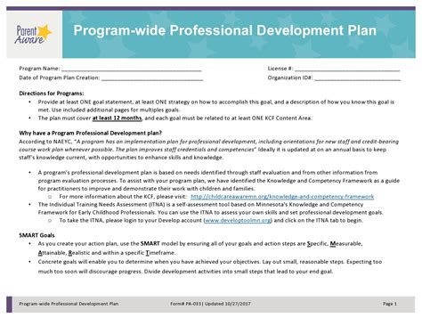 how to write a professional development plan