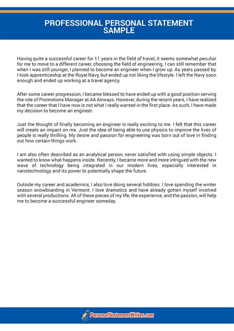 how to write a professional statement examples