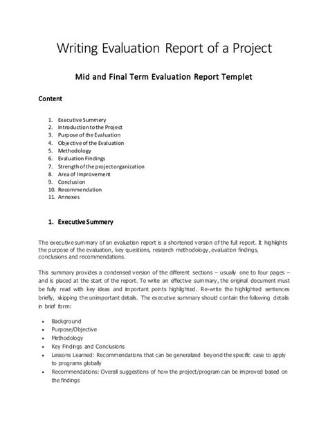 how to write a program evaluation report
