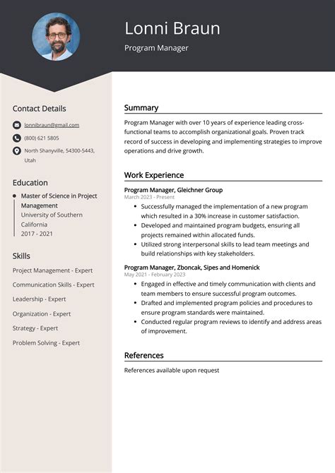 how to write a program manager resume