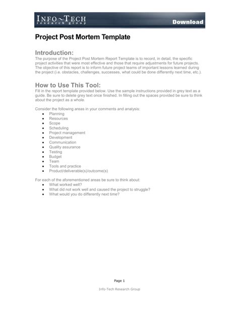 how to write a project post mortem report