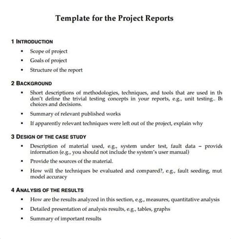 how to write a project report for work