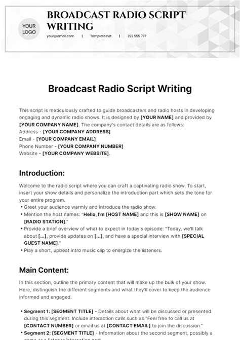 how to write a radio script format