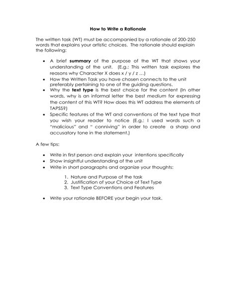 how to write a rationale statement