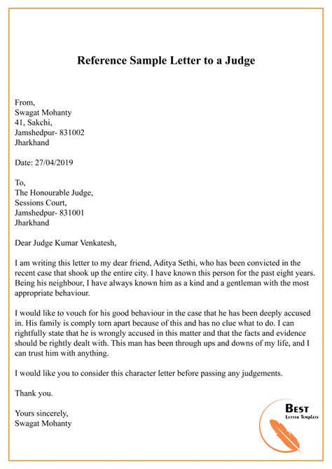 how to write a recommendation letter for a judge