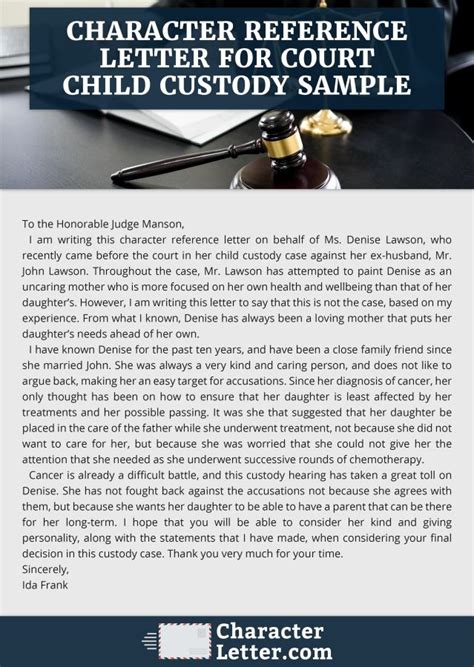 how to write a reference letter for custody battle