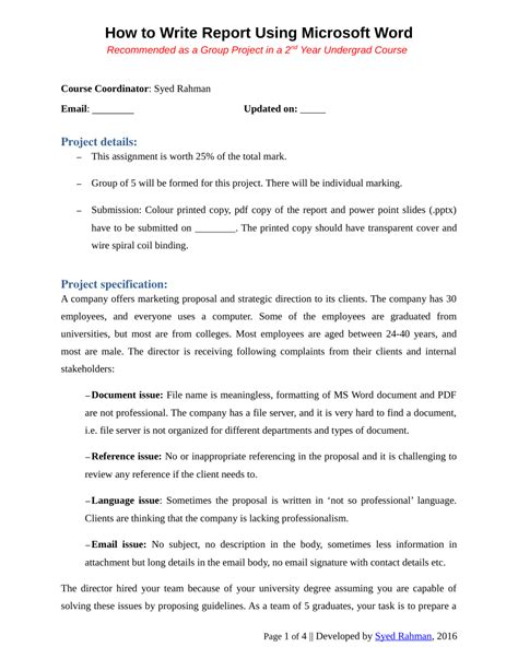 how to write a report for an assignment sample