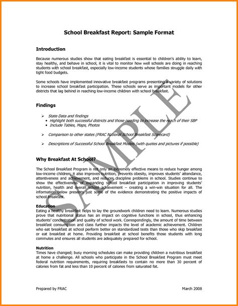 how to write a report format for students