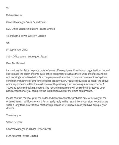 How To Write A Request For Office Equipment