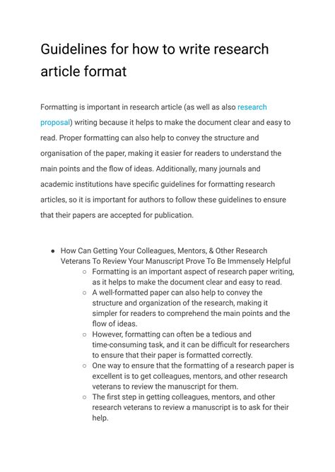 how to write a research article format