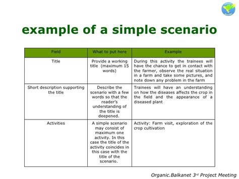 how to write a scenario example for students