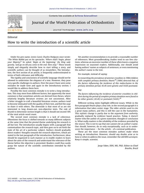 how to write a scientific article introduction