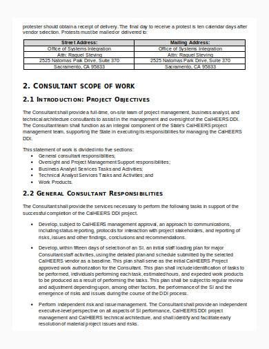how to write a scope of work for a consultant