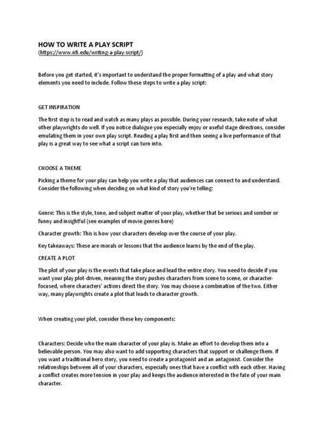 how to write a script for a play pdf
