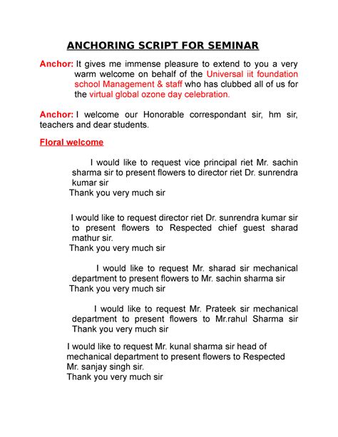 how to write a script for anchoring