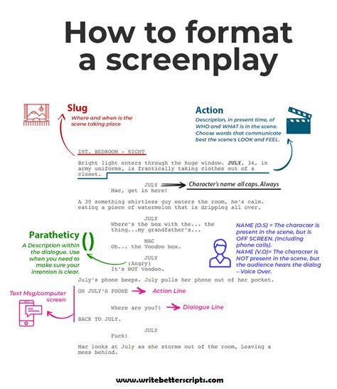 how to write a script format for students