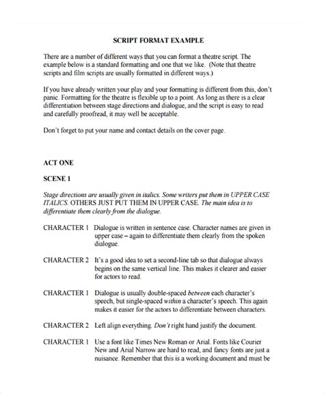 how to write a script sample for students