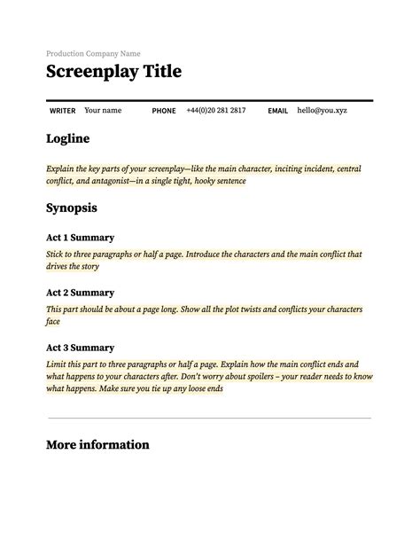 how to write a script summary
