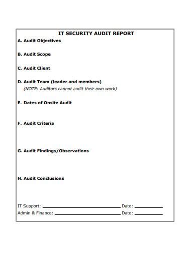 how to write a security audit report