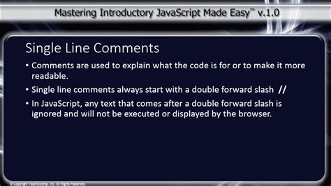 how to write a single line comment in javascript