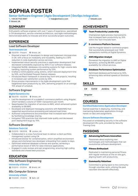 how to write a software engineer cv