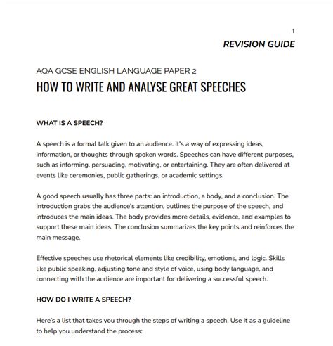 how to write a speech gcse example