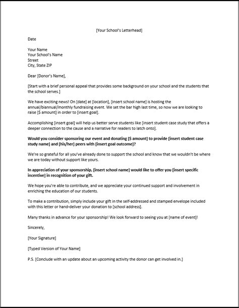 how to write a sponsorship letter for school from parents
