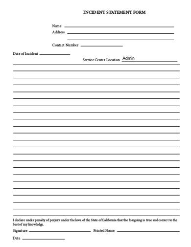 how to write a statement for work incident template