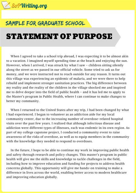 how to write a statement of purpose for grad school example