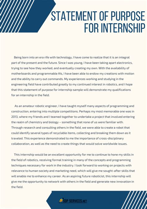 how to write a statement of purpose for internship