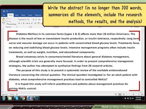 how to write a statistical report