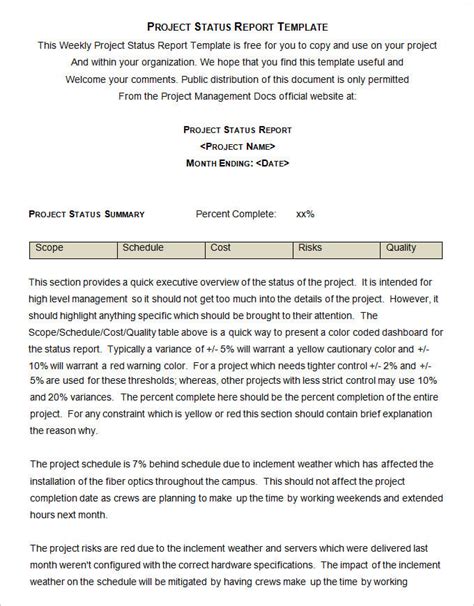 how to write a status report sample