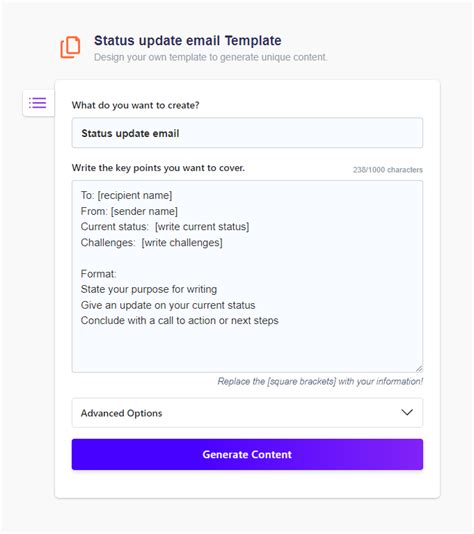 how to write a status update email sample
